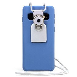 Universal 2 in 1 Cell Phone Necklace Strap with Ring Stand Holder (Silver)